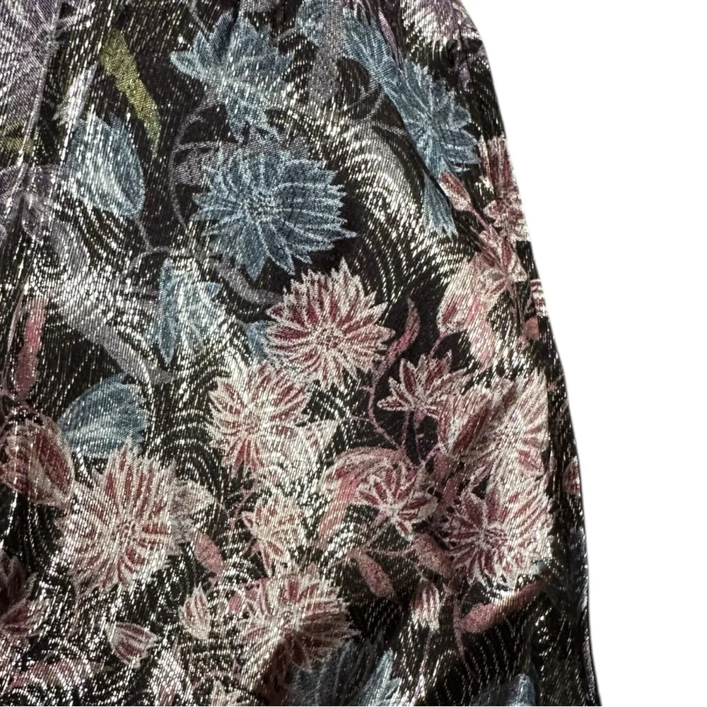 J.Crew Collection Tie-Neck Top XS Metallic Floral Shimmer Party Holiday NWT $128